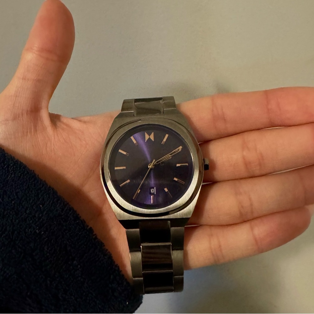 Purple Dial Stainless Steel Watch